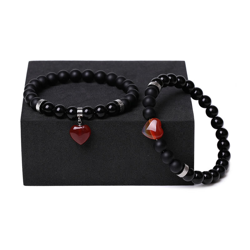 Bracelet de protection en onyx noir avec perles de 8 mm