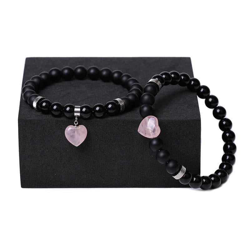 Bracelet de protection en onyx noir avec perles de 8 mm