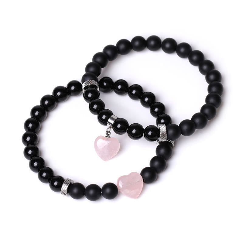 Bracelet de protection en onyx noir avec perles de 8 mm
