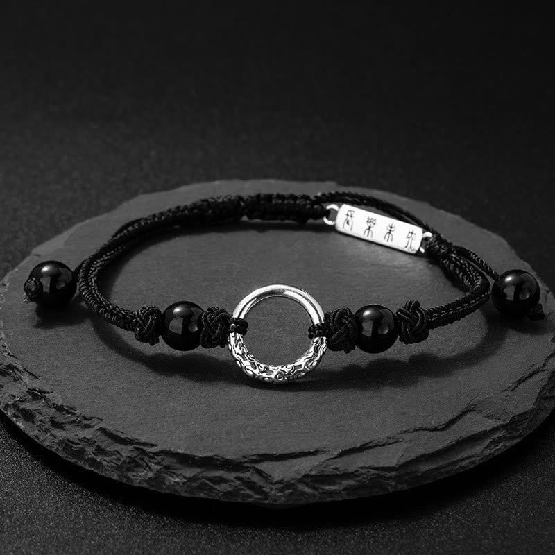 Bracelet de protection spirituelle avec boucle de paix en onyx noir