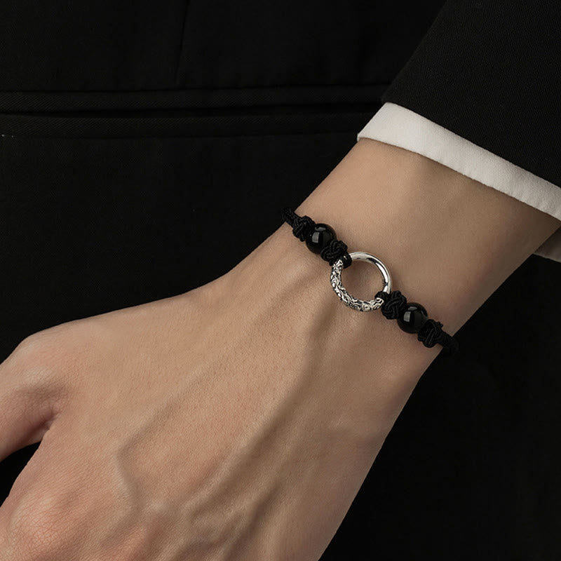 Bracelet de protection spirituelle avec boucle de paix en onyx noir