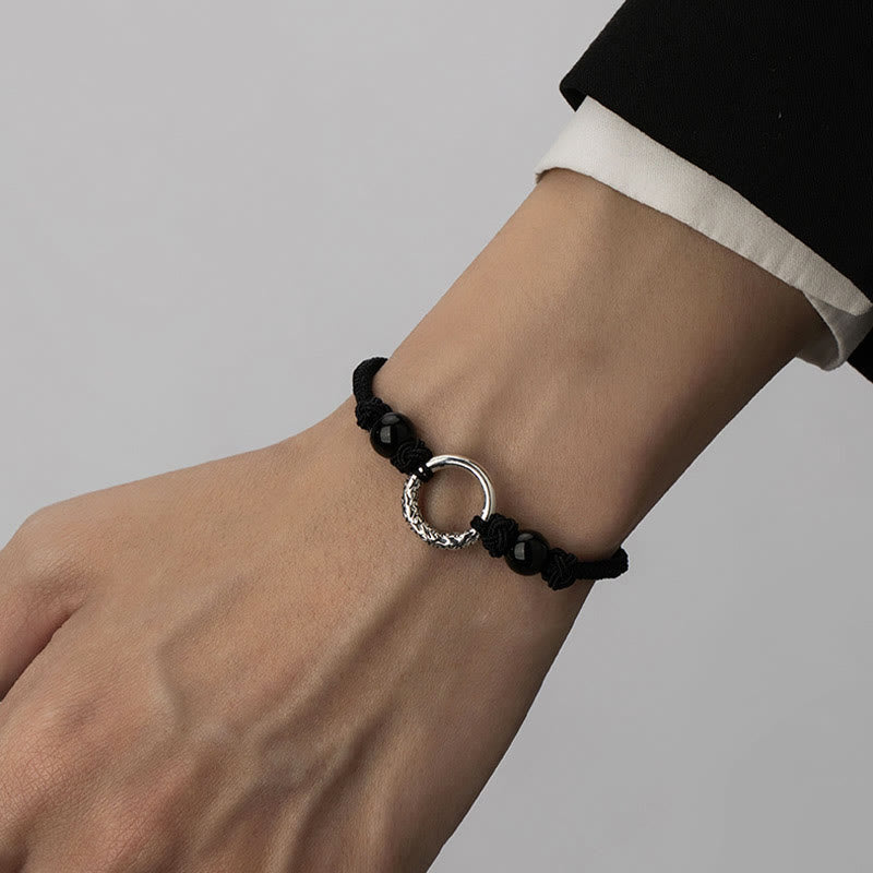 Bracelet de protection spirituelle avec boucle de paix en onyx noir