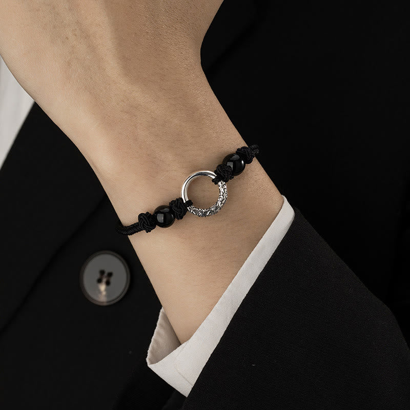 Bracelet de protection spirituelle avec boucle de paix en onyx noir