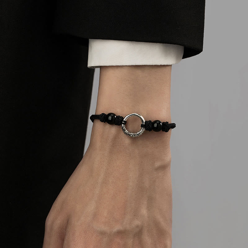 Bracelet de protection spirituelle avec boucle de paix en onyx noir