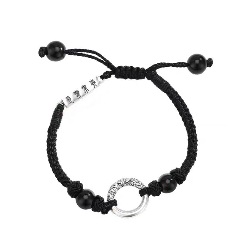 Bracelet de protection spirituelle avec boucle de paix en onyx noir