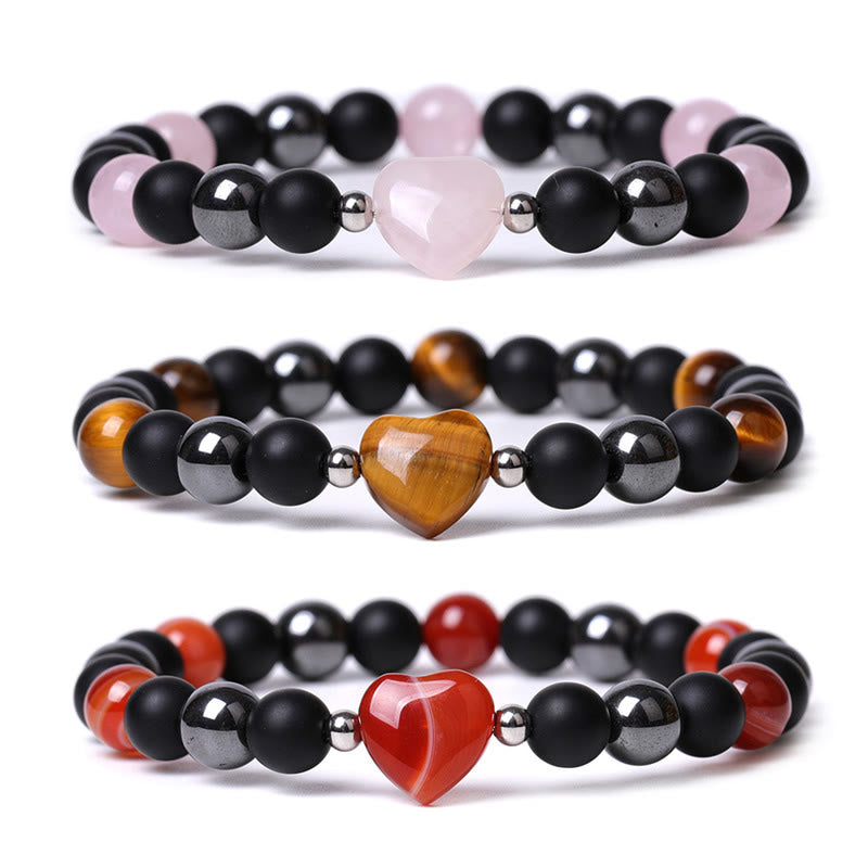 Bracelet de protection en onyx noir et œil de tigre, perles de 8 mm