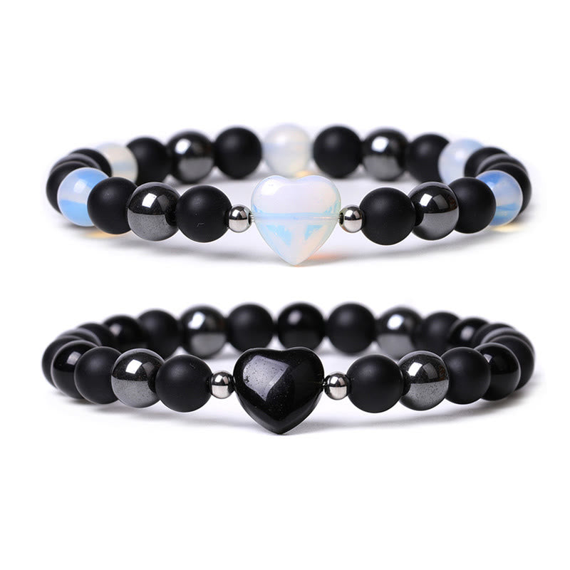 Bracelet de protection en onyx noir et œil de tigre, perles de 8 mm