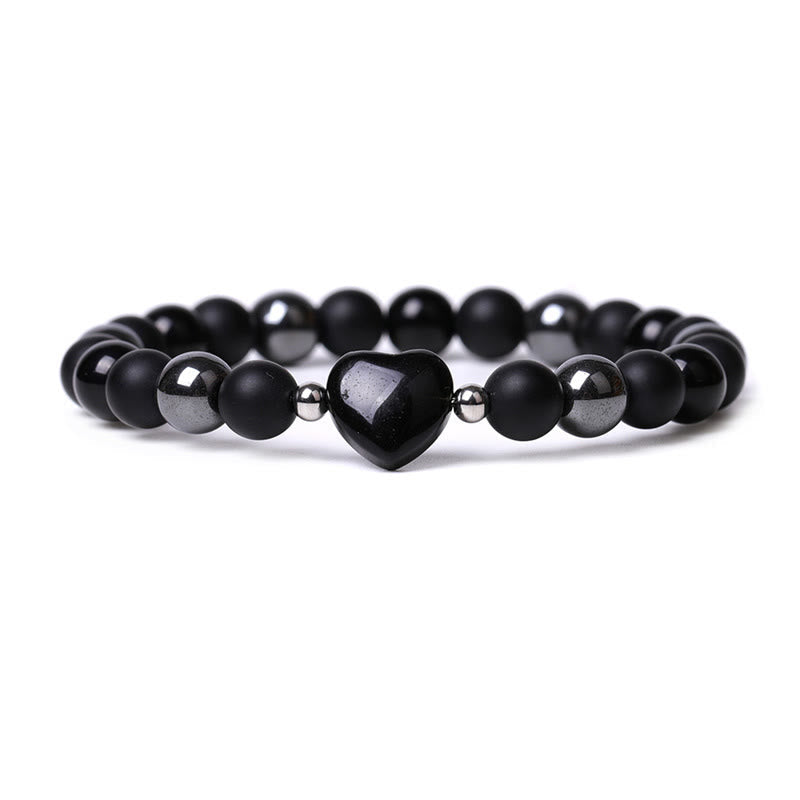 Bracelet de protection en onyx noir et œil de tigre, perles de 8 mm