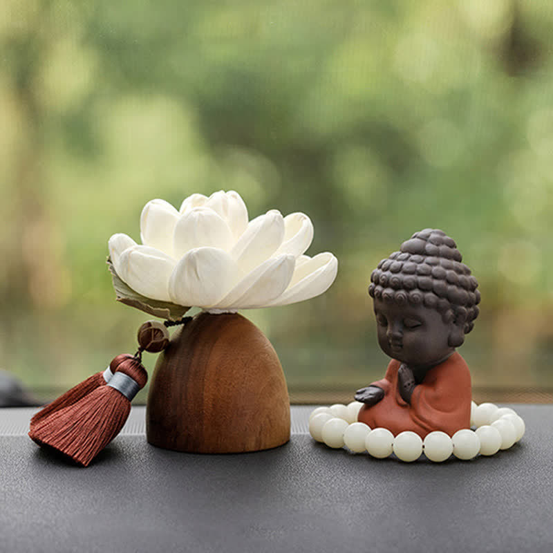 Fleur de Bouddha en bois de pêcher noir, décoration zen, 5,4 cm, calme et guérison