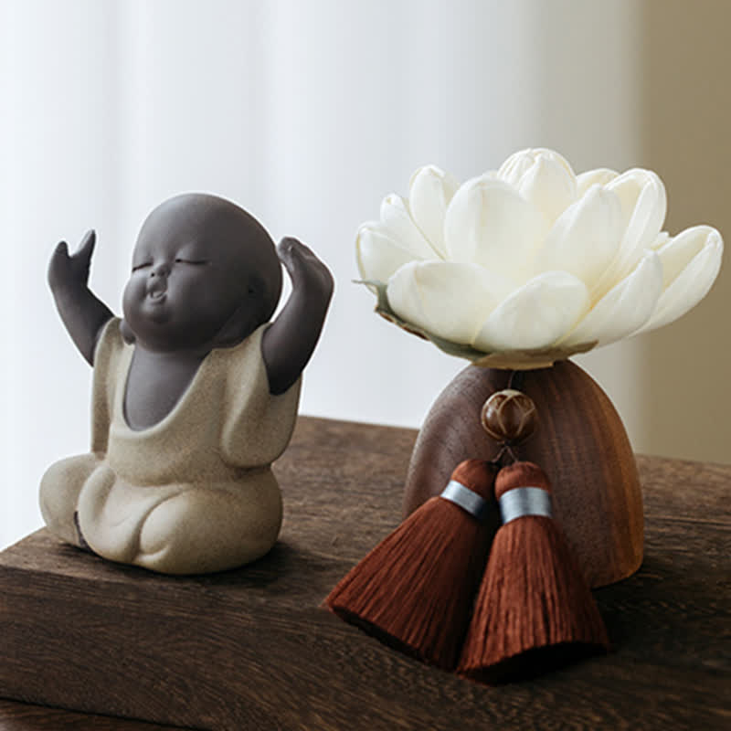 Fleur de Bouddha en bois de pêcher noir, décoration zen, 5,4 cm, calme et guérison
