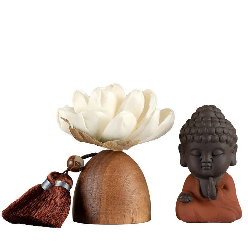 Fleur de Bouddha en bois de pêcher noir, décoration zen, 5,4 cm, calme et guérison