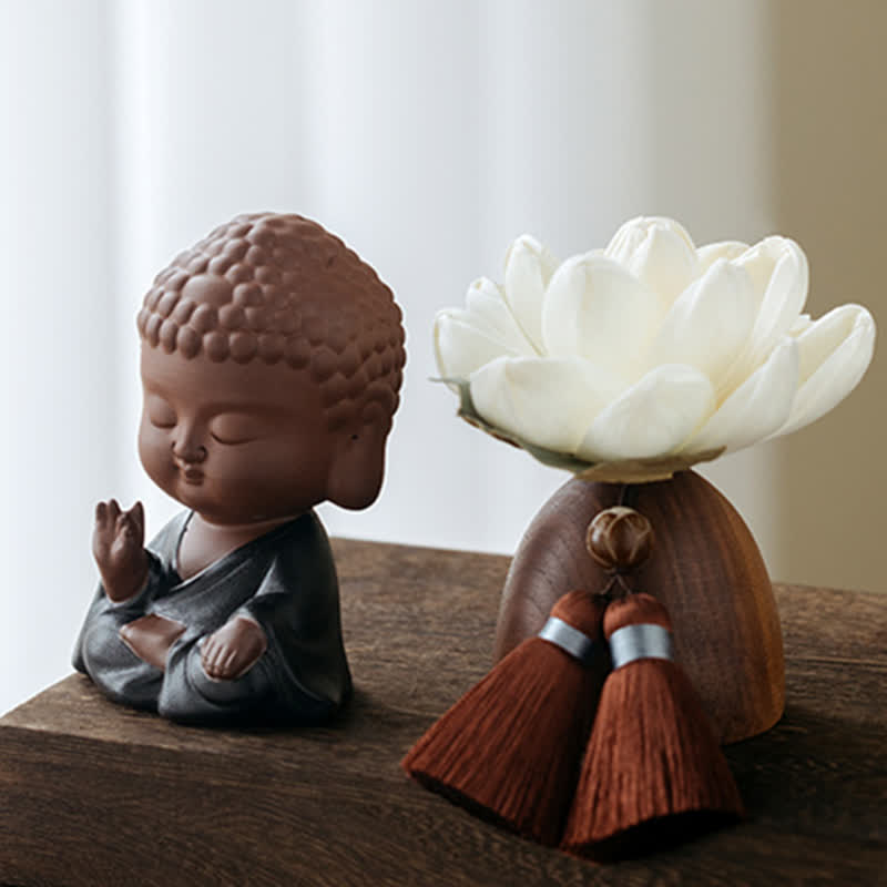 Fleur de Bouddha en bois de pêcher noir, décoration zen, 5,4 cm, calme et guérison