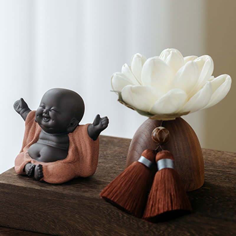 Fleur de Bouddha en bois de pêcher noir, décoration zen, 5,4 cm, calme et guérison