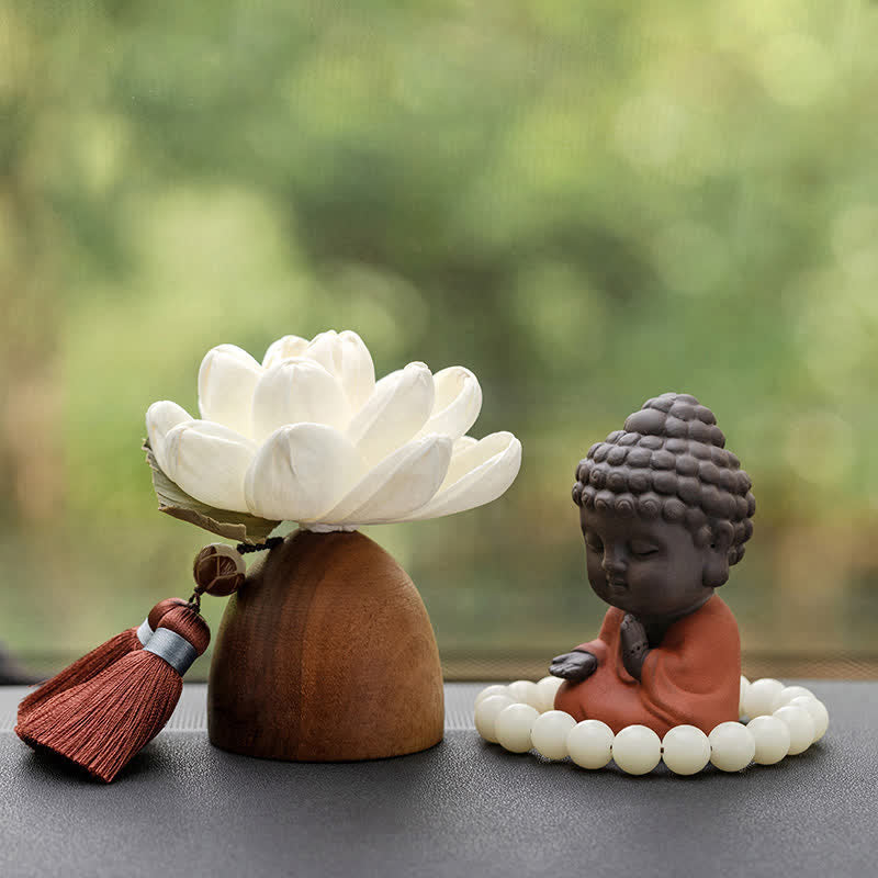 Fleur de Bouddha en bois de pêcher noir, décoration zen, 5,4 cm, calme et guérison