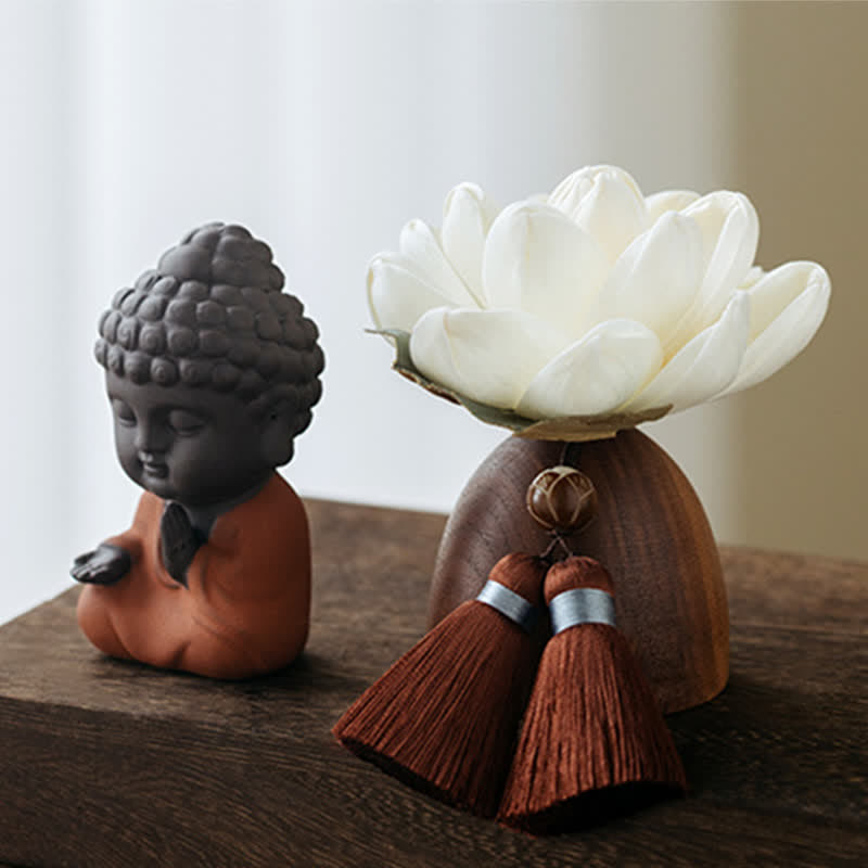 Fleur de Bouddha en bois de pêcher noir, décoration zen, 5,4 cm, calme et guérison