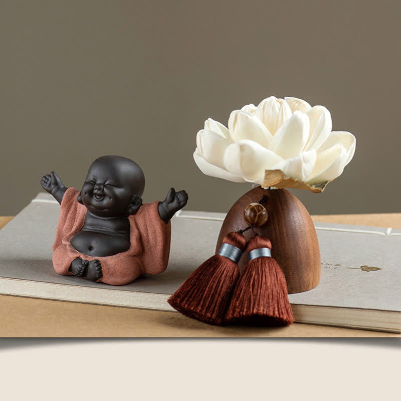 Fleur de Bouddha en bois de pêcher noir, décoration zen, 5,4 cm, calme et guérison