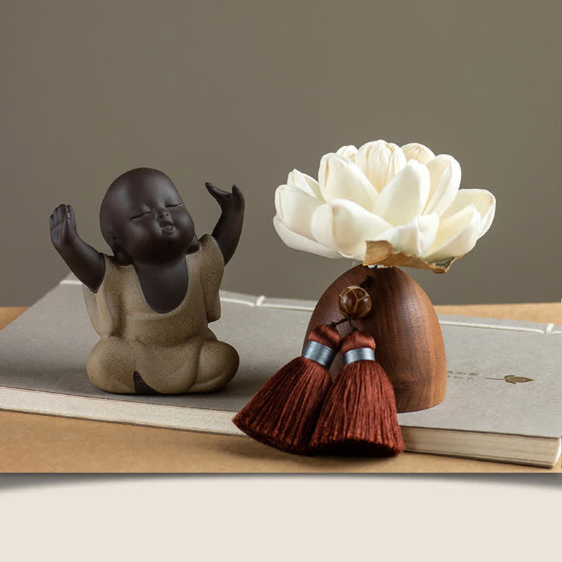 Fleur de Bouddha en bois de pêcher noir, décoration zen, 5,4 cm, calme et guérison