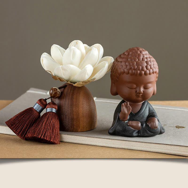 Fleur de Bouddha en bois de pêcher noir, décoration zen, 5,4 cm, calme et guérison