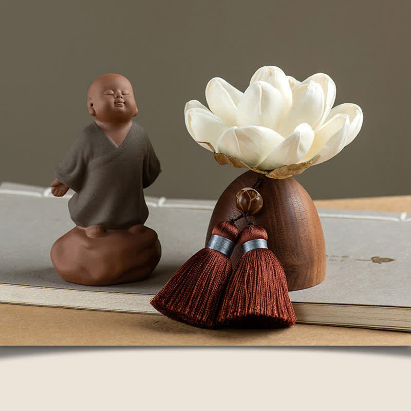 Fleur de Bouddha en bois de pêcher noir, décoration zen, 5,4 cm, calme et guérison