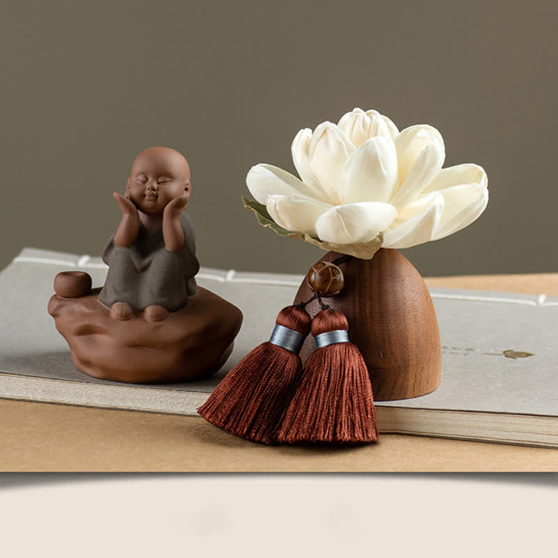 Fleur de Bouddha en bois de pêcher noir, décoration zen, 5,4 cm, calme et guérison