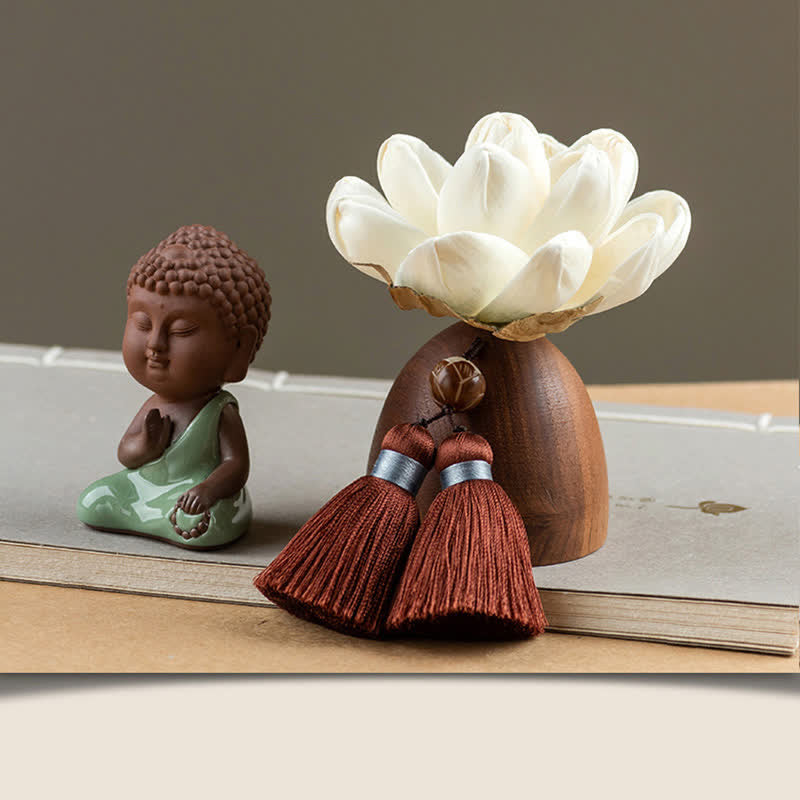 Fleur de Bouddha en bois de pêcher noir, décoration zen, 5,4 cm, calme et guérison