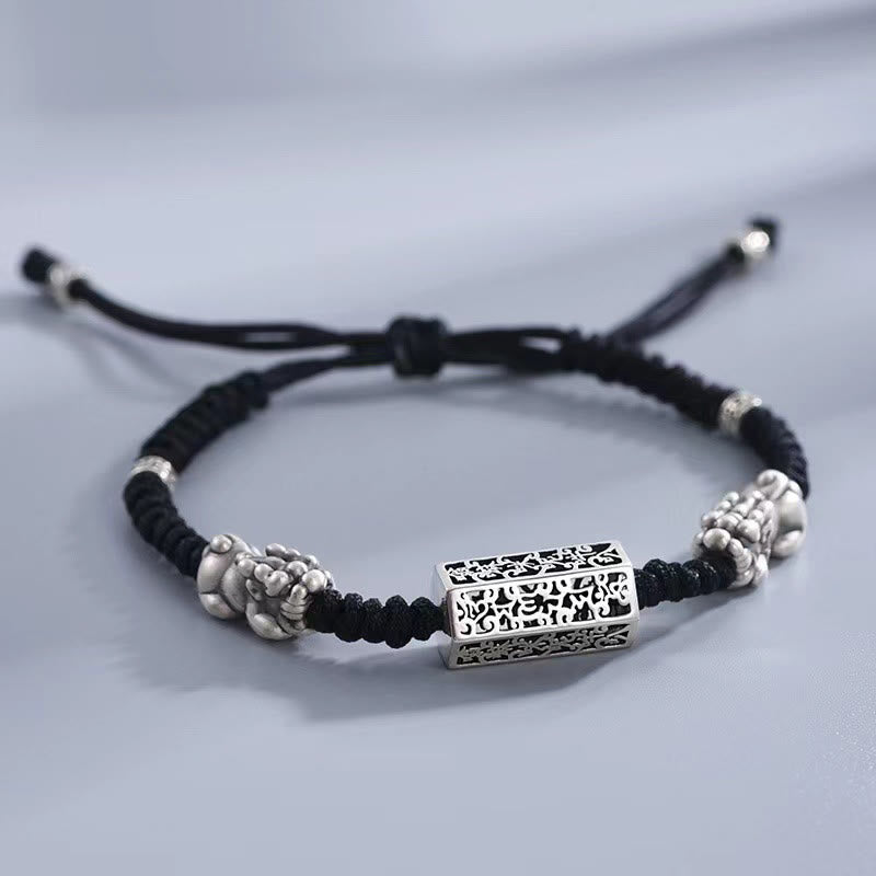Bracelet de protection Pixiu en fil noir - Om Mani Padme Hum