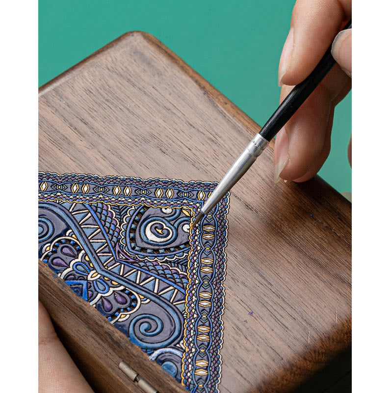 Coffret à bijoux en noyer noir avec miroir | Décor Zen