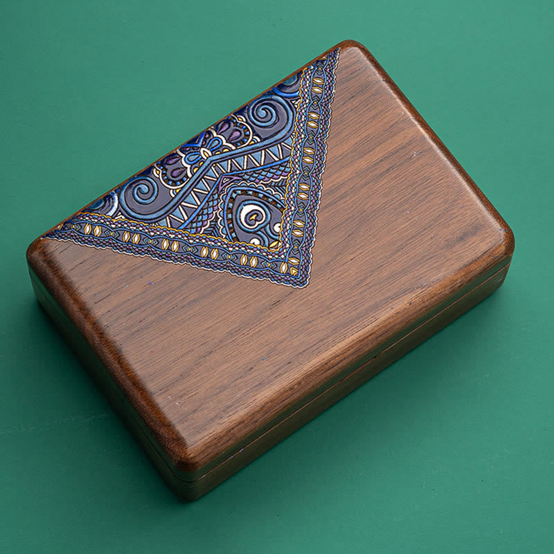 Coffret à bijoux en noyer noir avec miroir | Décor Zen
