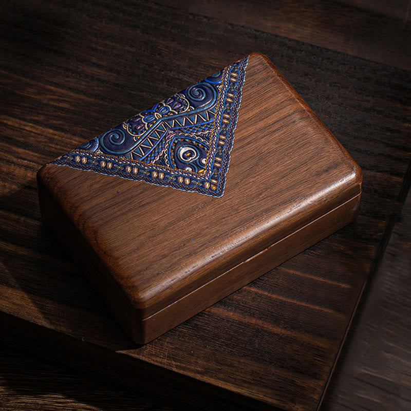 Coffret à bijoux en noyer noir avec miroir | Décor Zen