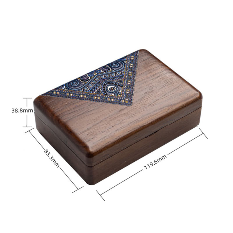 Coffret à bijoux en noyer noir avec miroir | Décor Zen