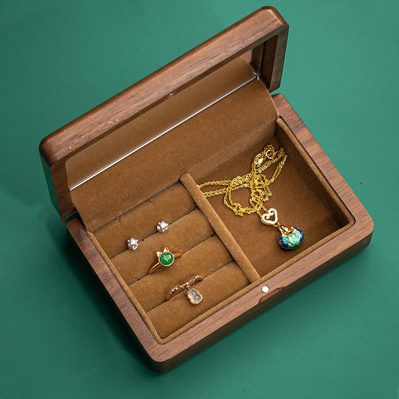 Coffret à bijoux en noyer noir avec miroir | Décor Zen