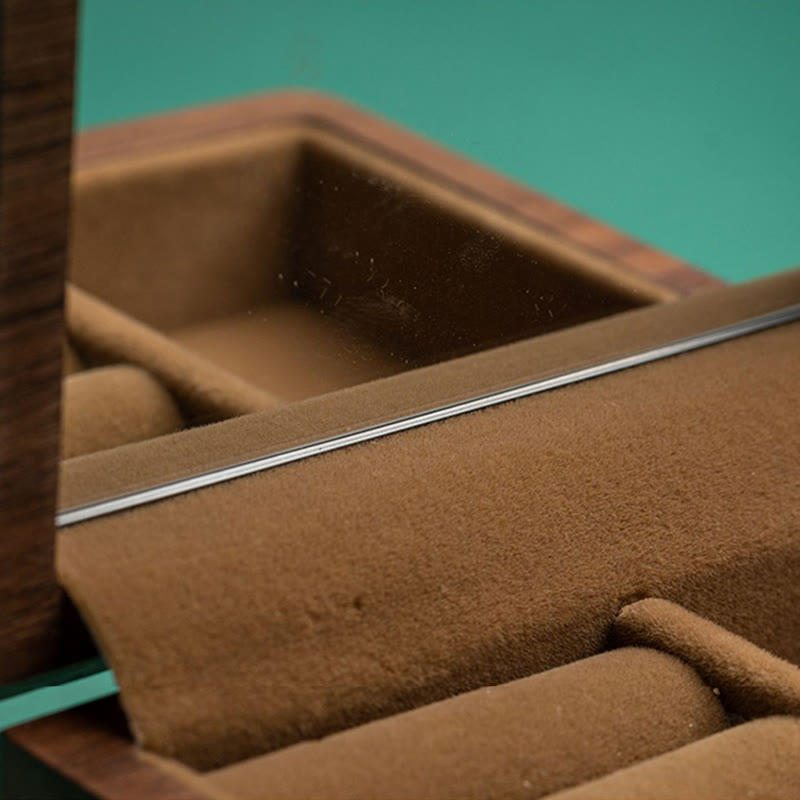 Coffret à bijoux en noyer noir avec miroir | Décor Zen