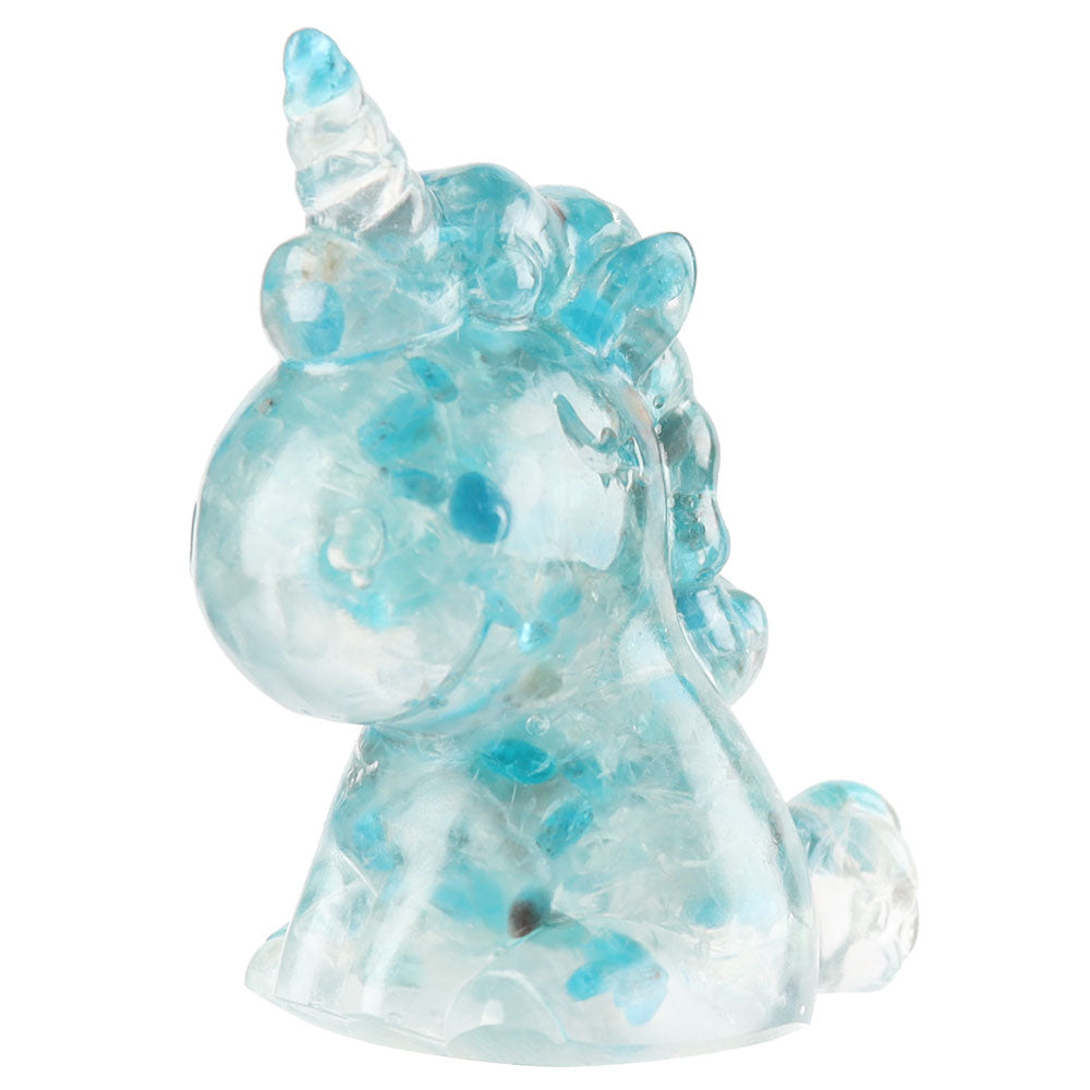 Blue Apatite Resin Spiritual Unicorn Figurine 2.1in