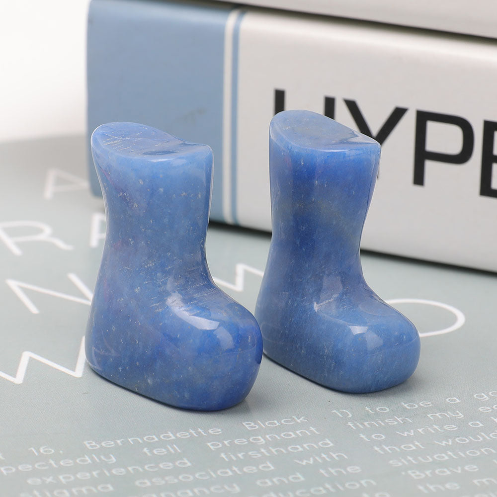 Blue Aventurine Crystal Figurines Set 1.5in Boots