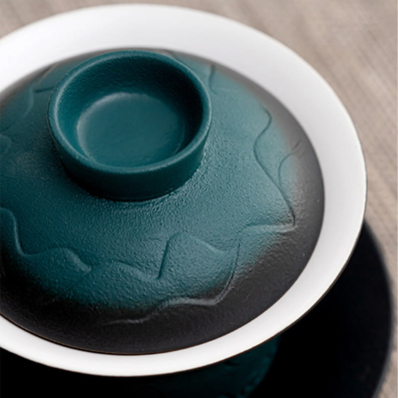 Tasse à thé Gaiwan en céramique dégradé bleu-noir | Capacité : 120 ml