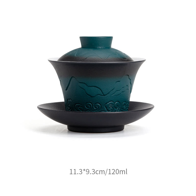 Tasse à thé Gaiwan en céramique dégradé bleu-noir | Capacité : 120 ml