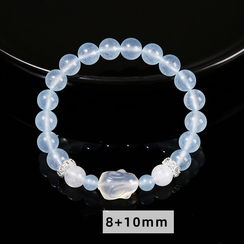 Bracelet de guérison émotionnelle en calcédoine bleue et agate blanche
