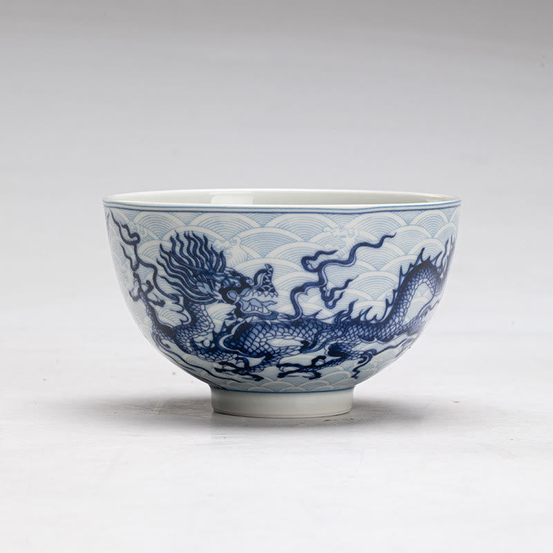 Tasse à thé en céramique Dragon Bleu 80 ml | Tasse à thé chinoise