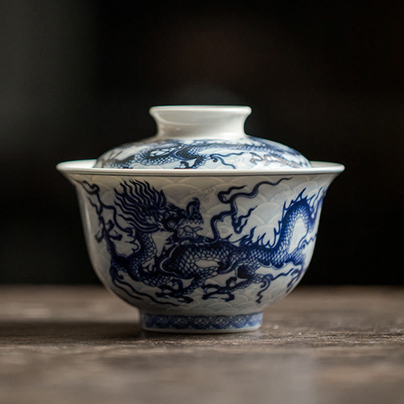 Tasse à thé en céramique Dragon Bleu 80 ml | Tasse à thé chinoise