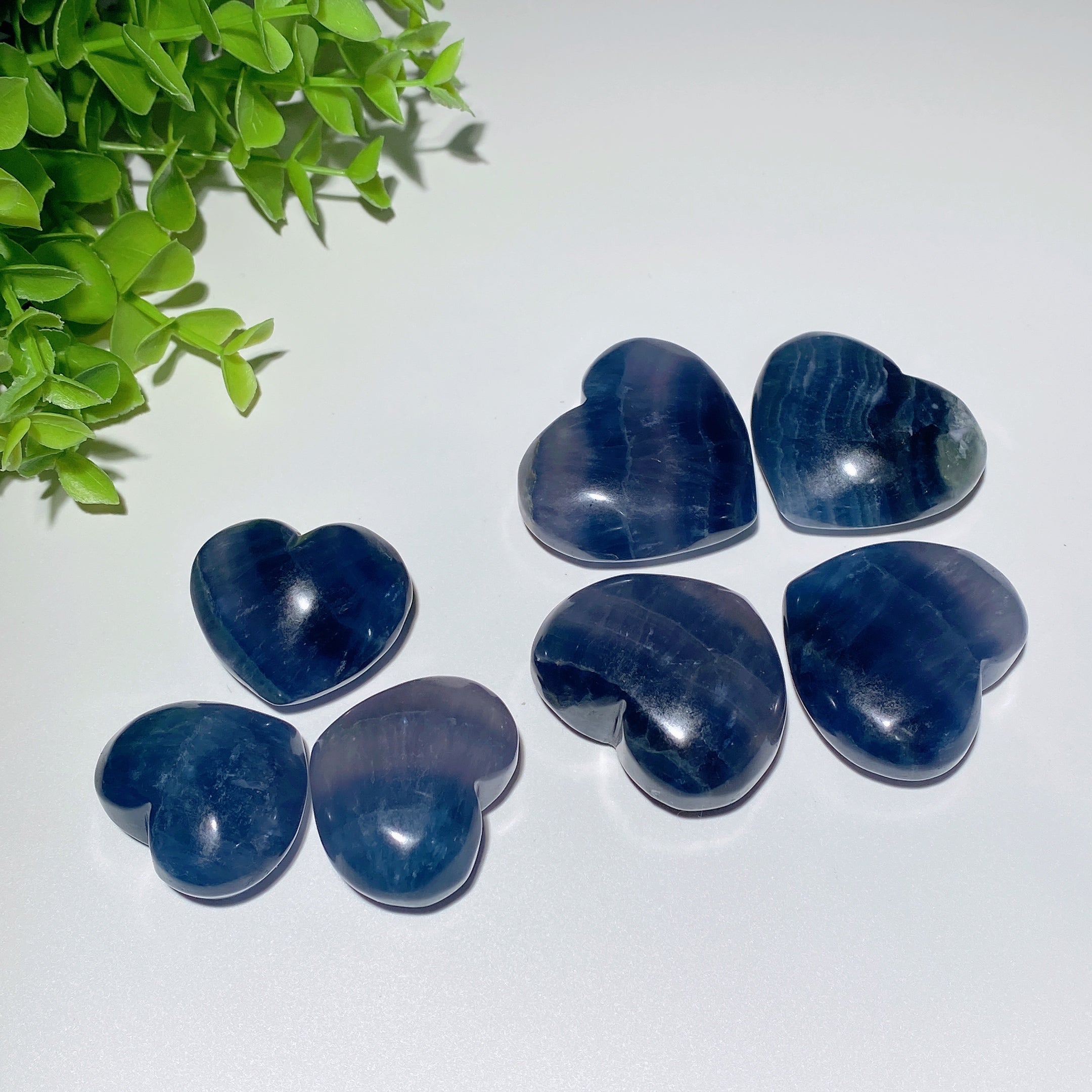 Blue Fluorite Crystal Hearts 1.3-2 inch Healing Carvings