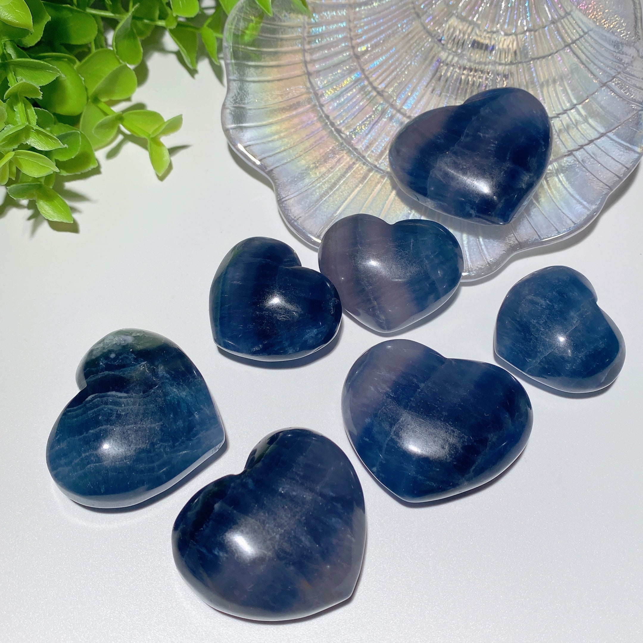 Blue Fluorite Crystal Hearts 1.3-2 inch Healing Carvings