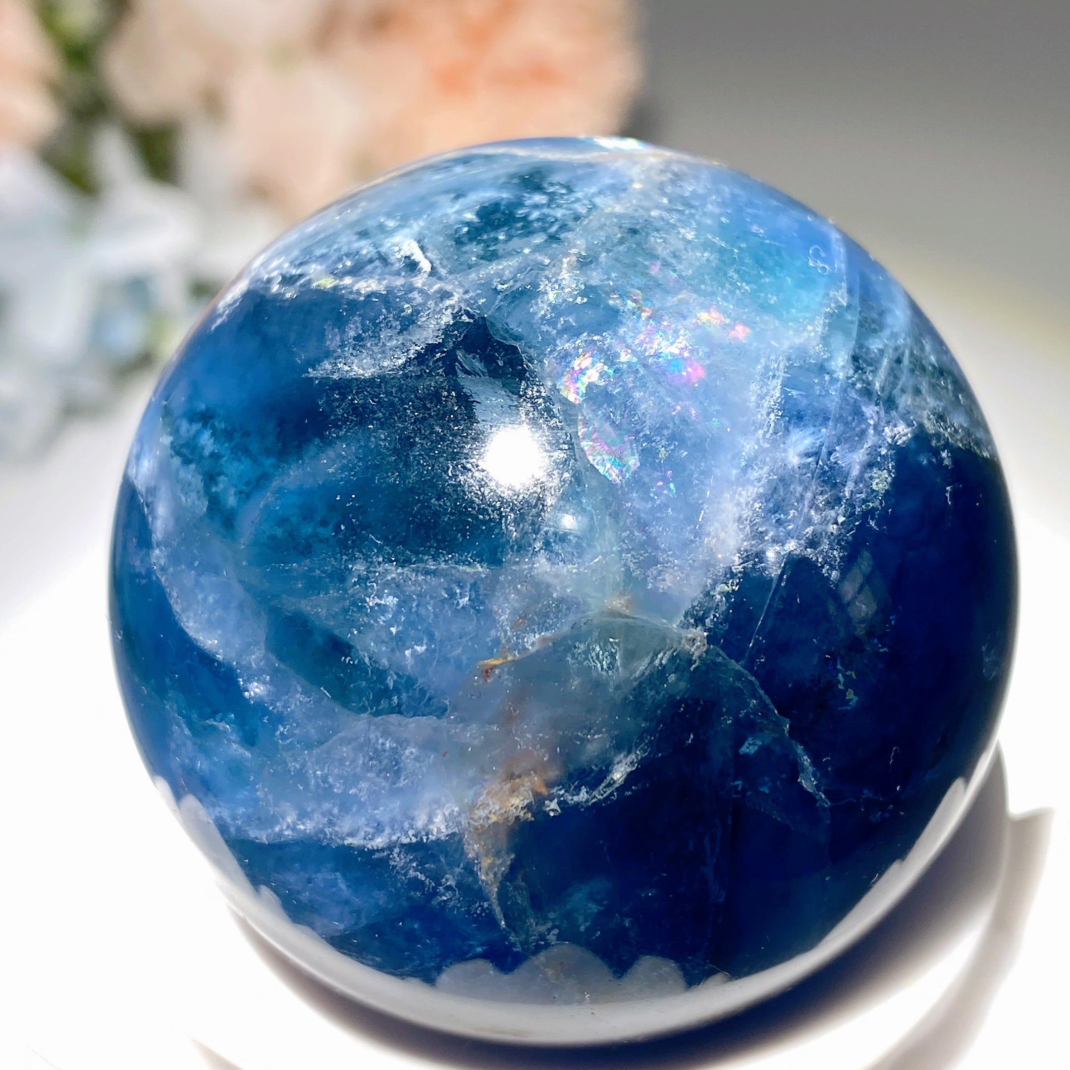 Blue Fluorite Crystal Sphere 1.5-2.0 Inch Healing Orb