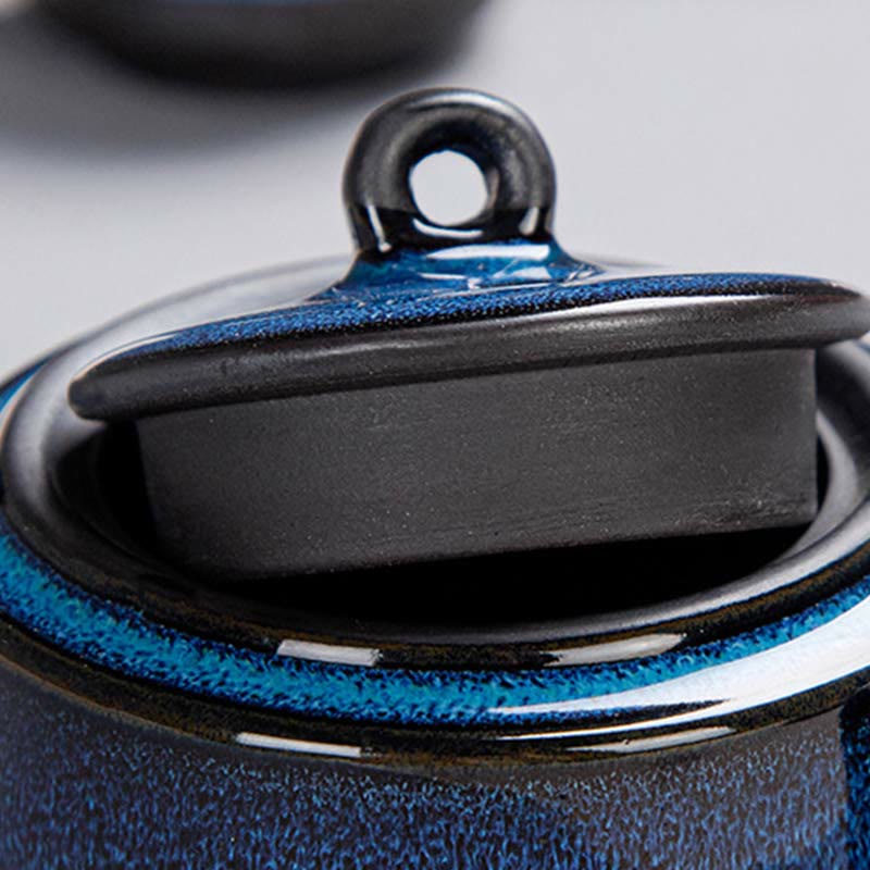Ensemble de théières Gongfu en céramique dégradé bleu pour une décoration zen