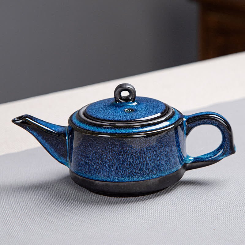 Ensemble de théières Gongfu en céramique dégradé bleu pour une décoration zen