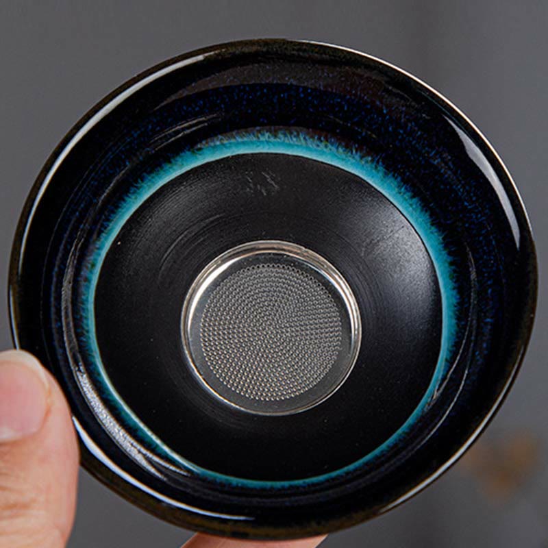 Ensemble de théières Gongfu en céramique dégradé bleu pour une décoration zen