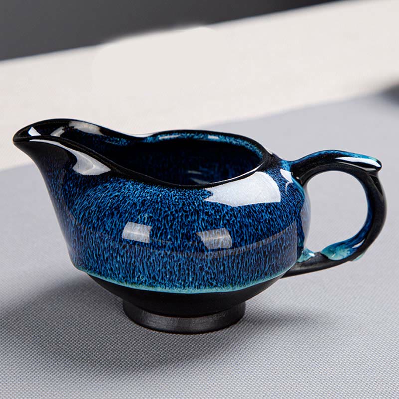 Ensemble de théières Gongfu en céramique dégradé bleu pour une décoration zen
