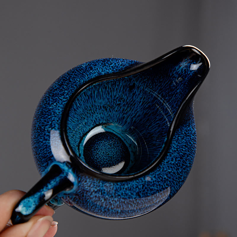 Ensemble de théières Gongfu en céramique dégradé bleu pour une décoration zen