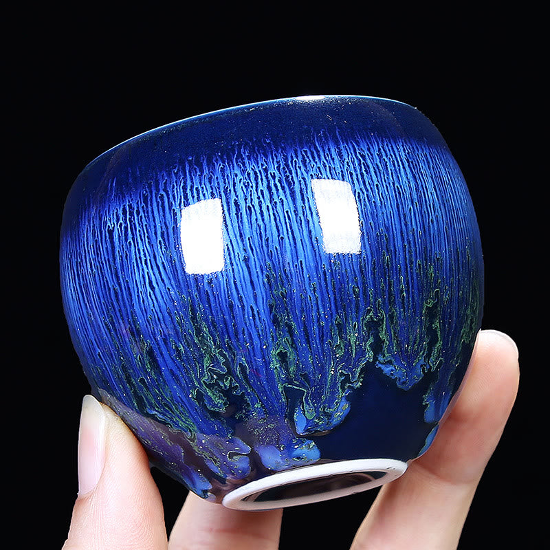 Tasse à thé en céramique bleue Jianzhan 160 ml Décor zen