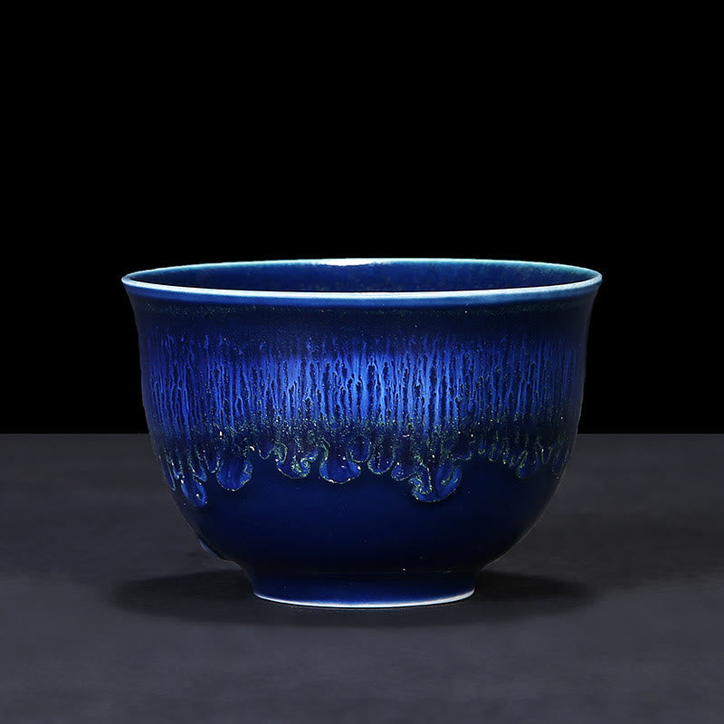 Tasse à thé en céramique bleue Jianzhan 160 ml Décor zen