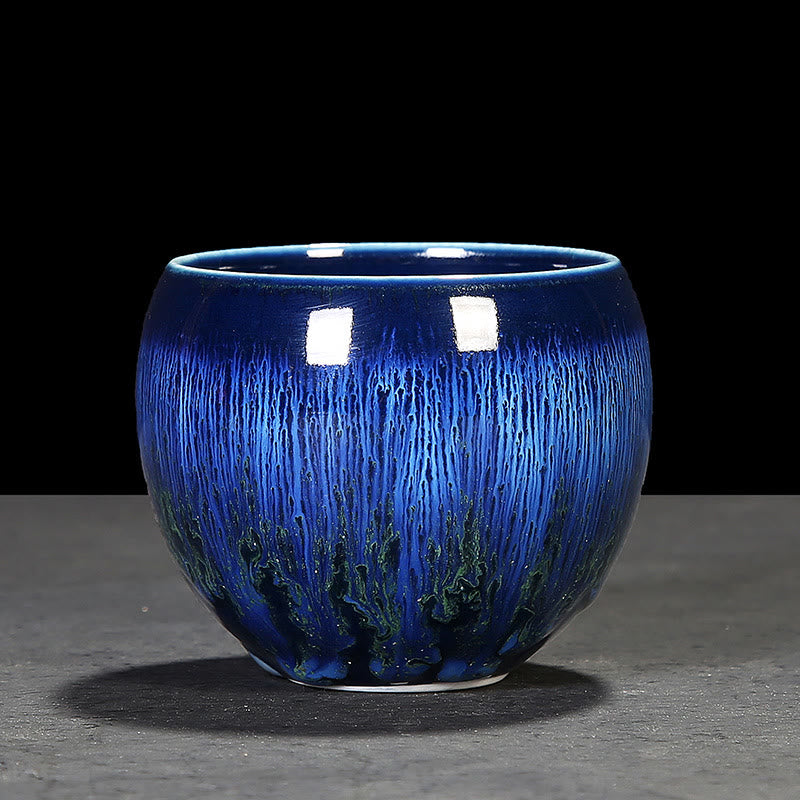 Tasse à thé en céramique bleue Jianzhan 160 ml Décor zen
